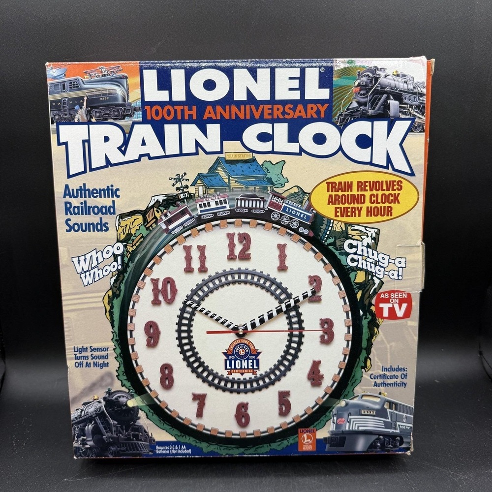 Vtg Lionel Train Clock 100th Anniversary 2000 Musical Animated Battery Operated